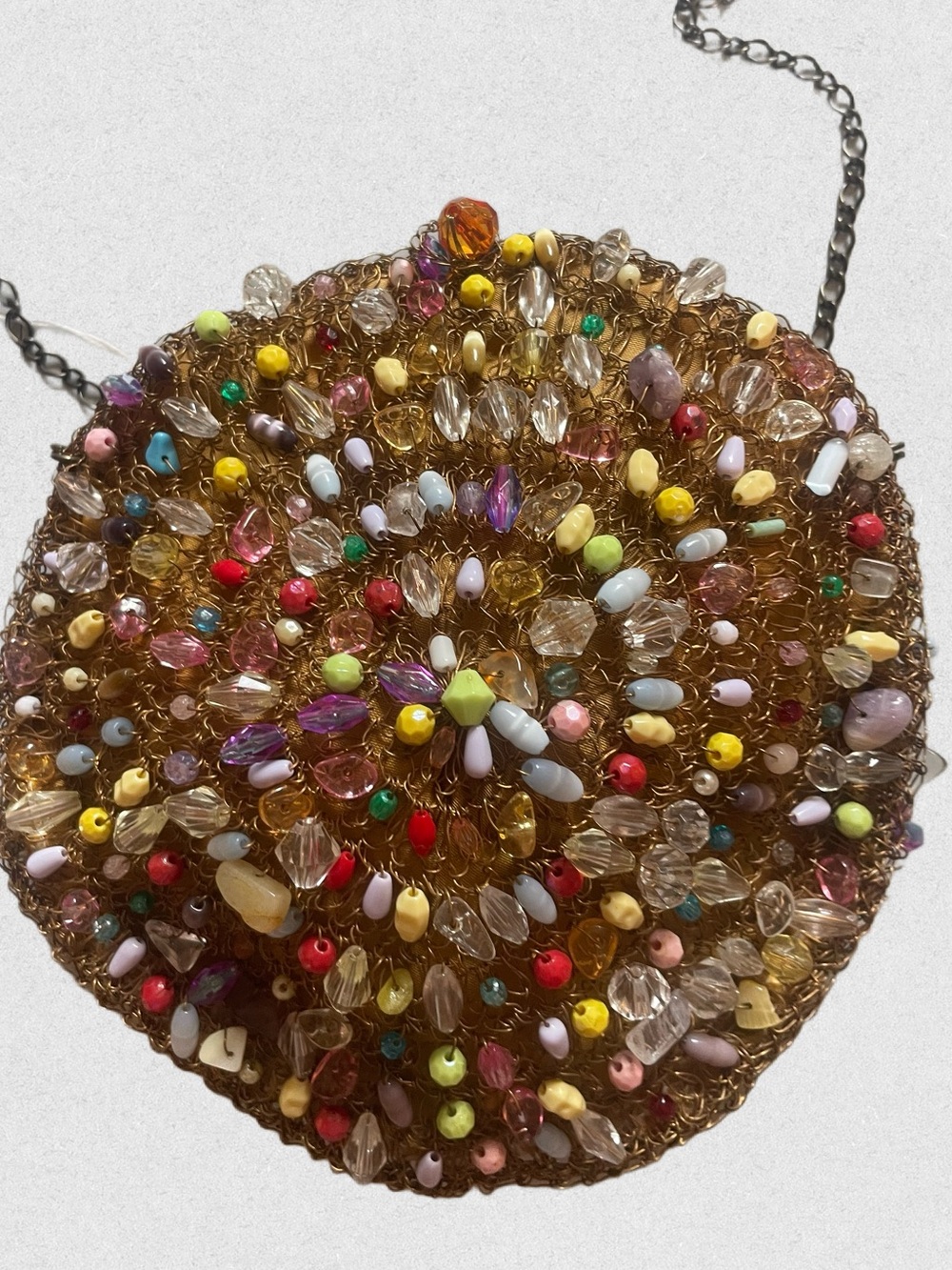 Vintage La Chica Chic Handcrafted Multicolor Beaded Round with Copper wire